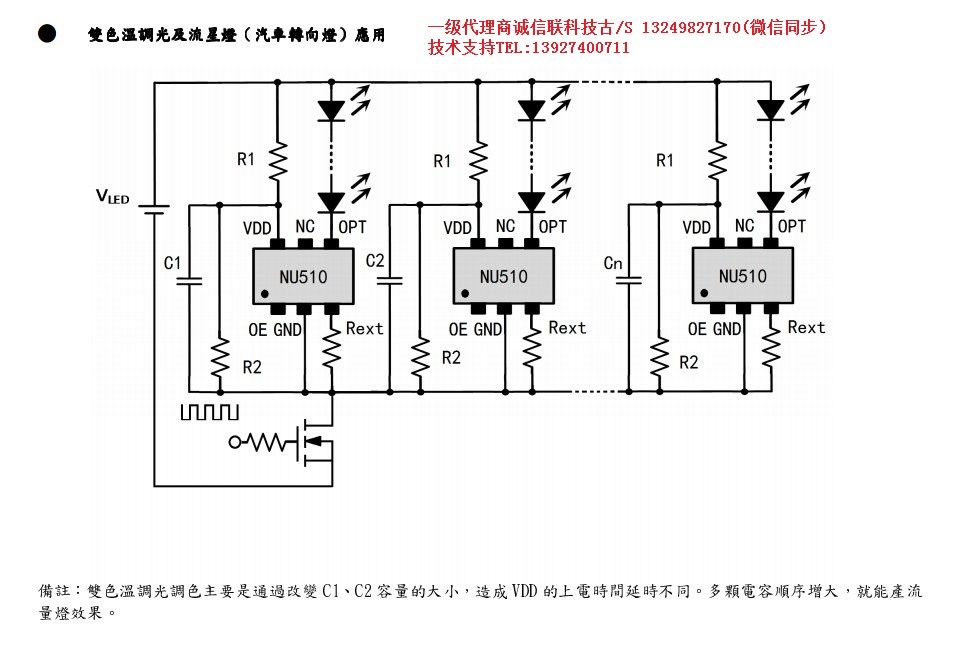 高性能汽车转向流星灯双色温调光驱动方案