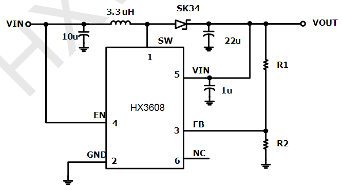 高效DC-DC升压调整器芯片HX3608数据手册