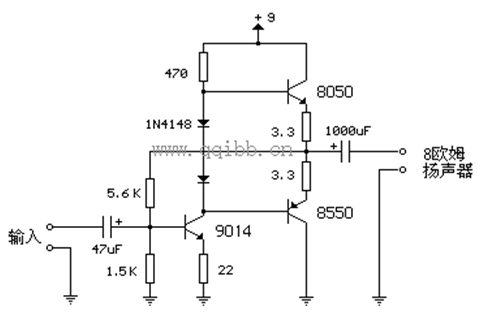 基于8550和8050的晶体管小攻放电路图