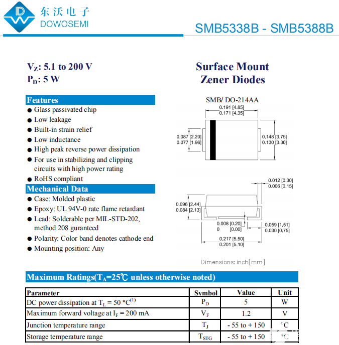 5W稳压二极管型号分享