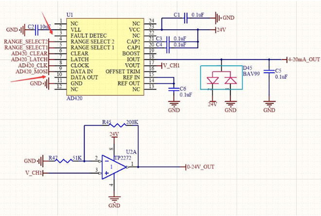 0-24mA電流環芯片AD420電路圖分析