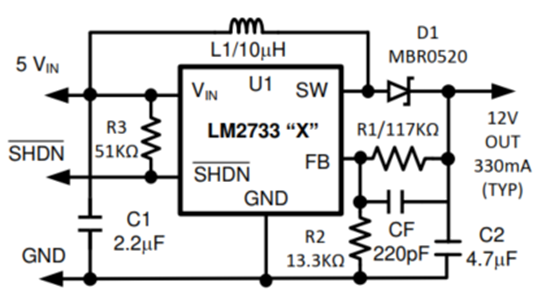 基于LM2733升压变换器电路设计
