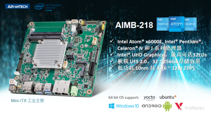 研華推出搭載intel ATOM第八代Elkhart Lake處理器的AIMB-218 Mini-ITX工業主板