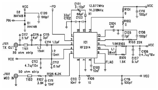 基于射频芯片RF2514芯片的应用电路设计