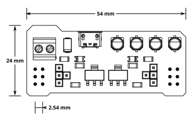 基于小型Micro USB连接电源安装在标准无焊面包板的电源轨上