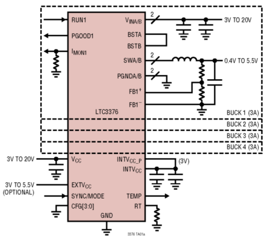 四通道降压DC-DC转换器芯片LTC3376数据手册