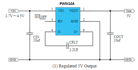 低噪聲DC-DC升壓開(kāi)關(guān)電容倍壓器PW5410A