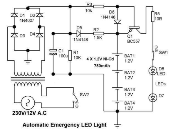 自动应急LED灯<b class='flag-5'>电路图解析</b>