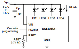 基于<b class='flag-5'>CAT4004A</b>_Typical Application調(diào)光發(fā)光二極管<b class='flag-5'>驅(qū)動</b>器的參考設(shè)計