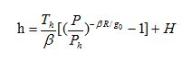 高度h和标准大气P之间有如下函数关系
