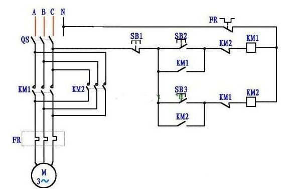 三相电机正反转控制电路图及原理详解2