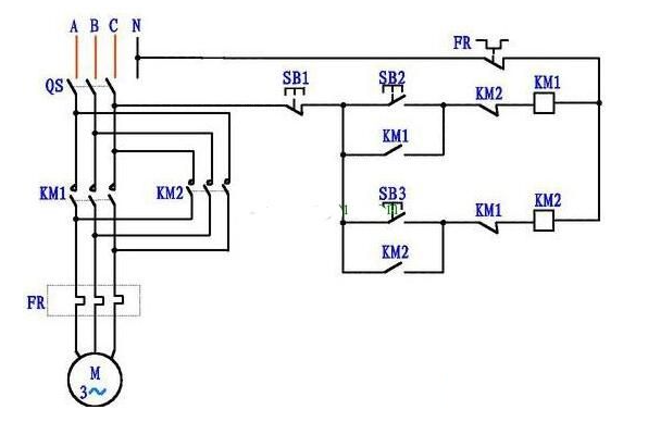 三相电机正反转控制电路图