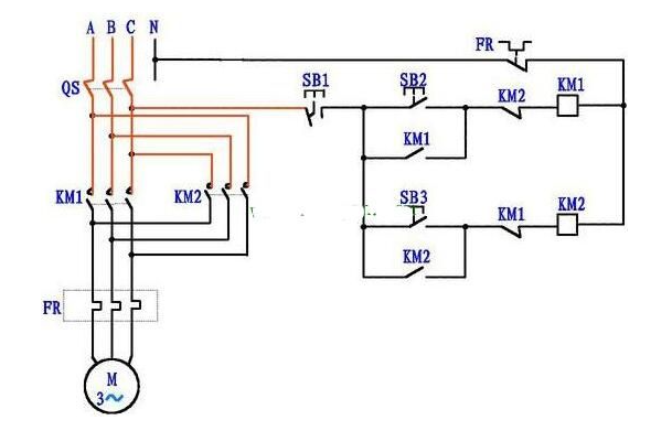 三相电机正反转控制电路图及原理详解7