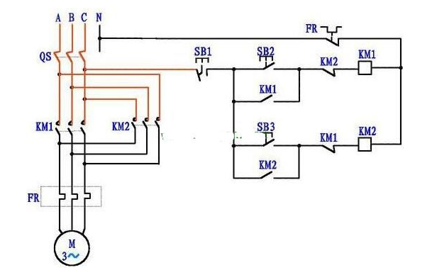 三相电机正反转控制电路图
