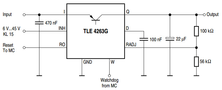 基于<b class='flag-5'>TLE4263</b>_Typical Application直流到直流單輸出電源的參考設(shè)計