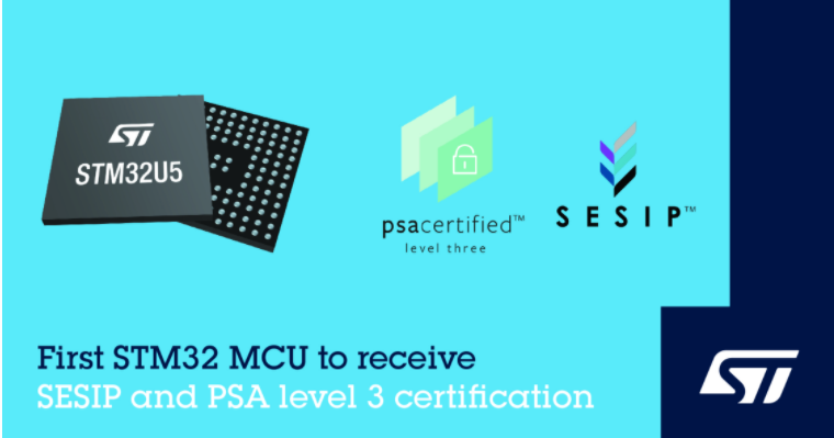 意法半导体的STM32U5通用MCU取得PSA 3级和SESIP3安全认证