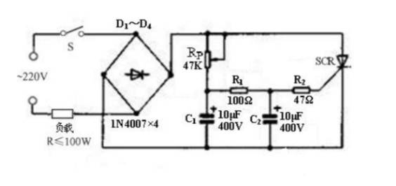 最简单的调温电路（多挡可控硅调温电路/电烙铁调温电路/调光、调速、调温电路）