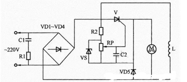 最簡單的調(diào)速電路（電風扇調(diào)速電路/直流電動機調(diào)速電路/可控硅電機調(diào)速電路）