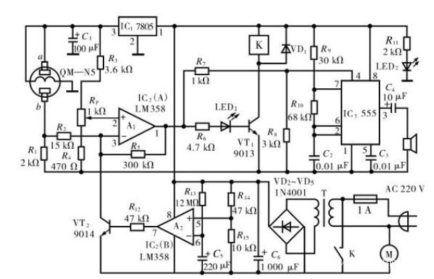 气控电路原理（气体监测自动控制电路/换气扇简易气...