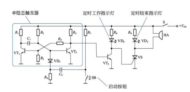 定时器电路图工作原理（声光提示定时器电路/555定时器电路/相片曝光定时器电路）