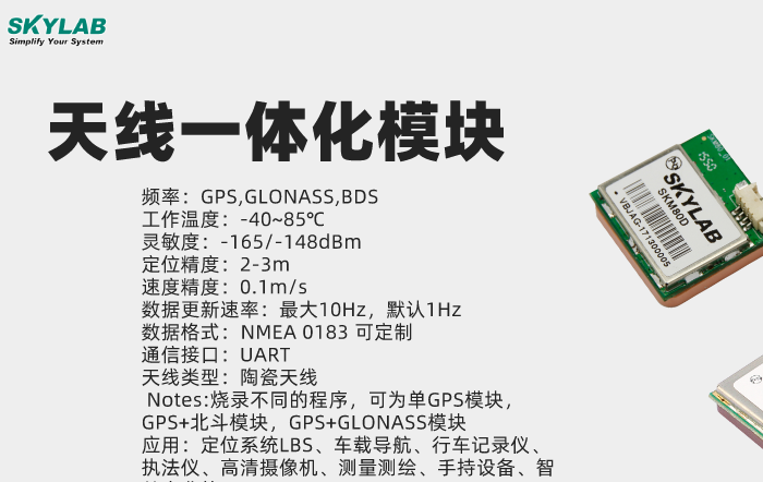 便携式定位终端GNSS+天线一体化模块优势介绍_SKYLAB