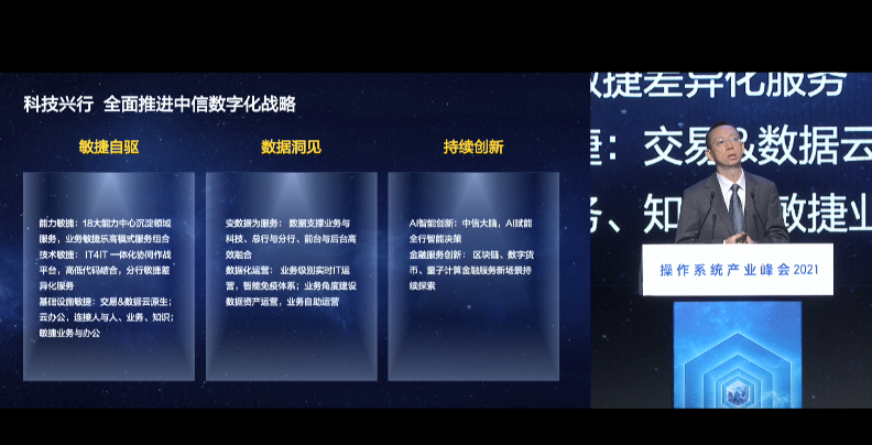 歐拉（openEuler）開發(fā)者峰會(huì)：中信銀行基于歐拉操作系統(tǒng)穩(wěn)步創(chuàng)新，保障數(shù)字經(jīng)濟(jì)，構(gòu)建金融全棧云。