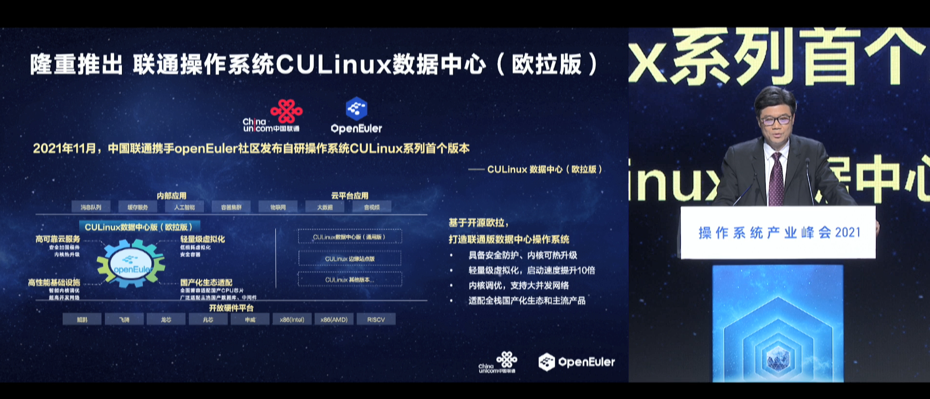 <b>操作系統</b>產業峰會2021 推出聯通<b>操作系統</b>CULinux數據中心(歐拉版)