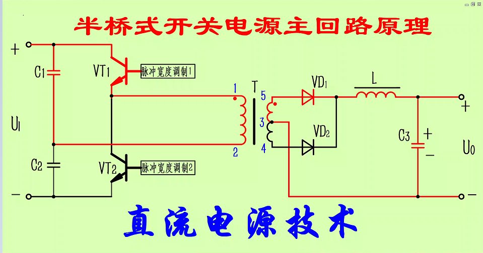 半桥式开关电源主回路工作原理