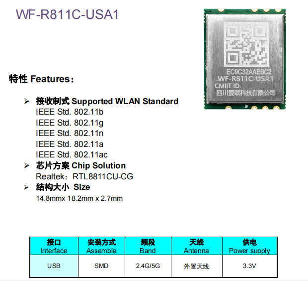 无线WiFi双频模块_RTL8811CU模块的应用介绍1