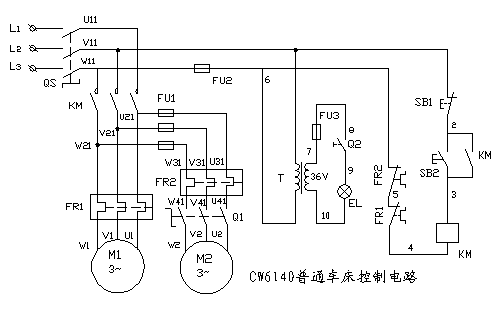 CW6140普通車床控制電路