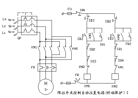 限位開關控制自動往復電路