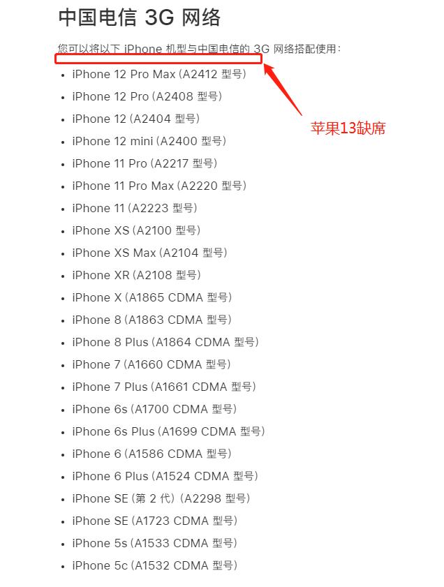 iPhone13全系不再支持電信2G網絡和3G網絡