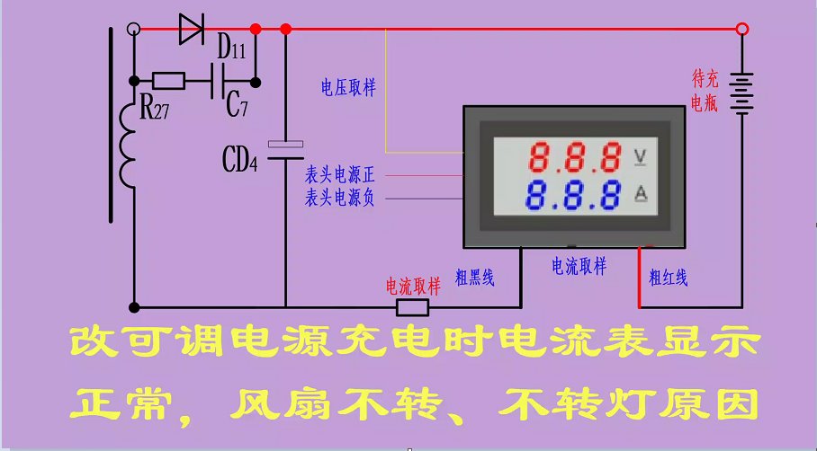 改可調電源充電時(shí)電流顯示正常，風(fēng)扇不轉 、不轉燈原因分析