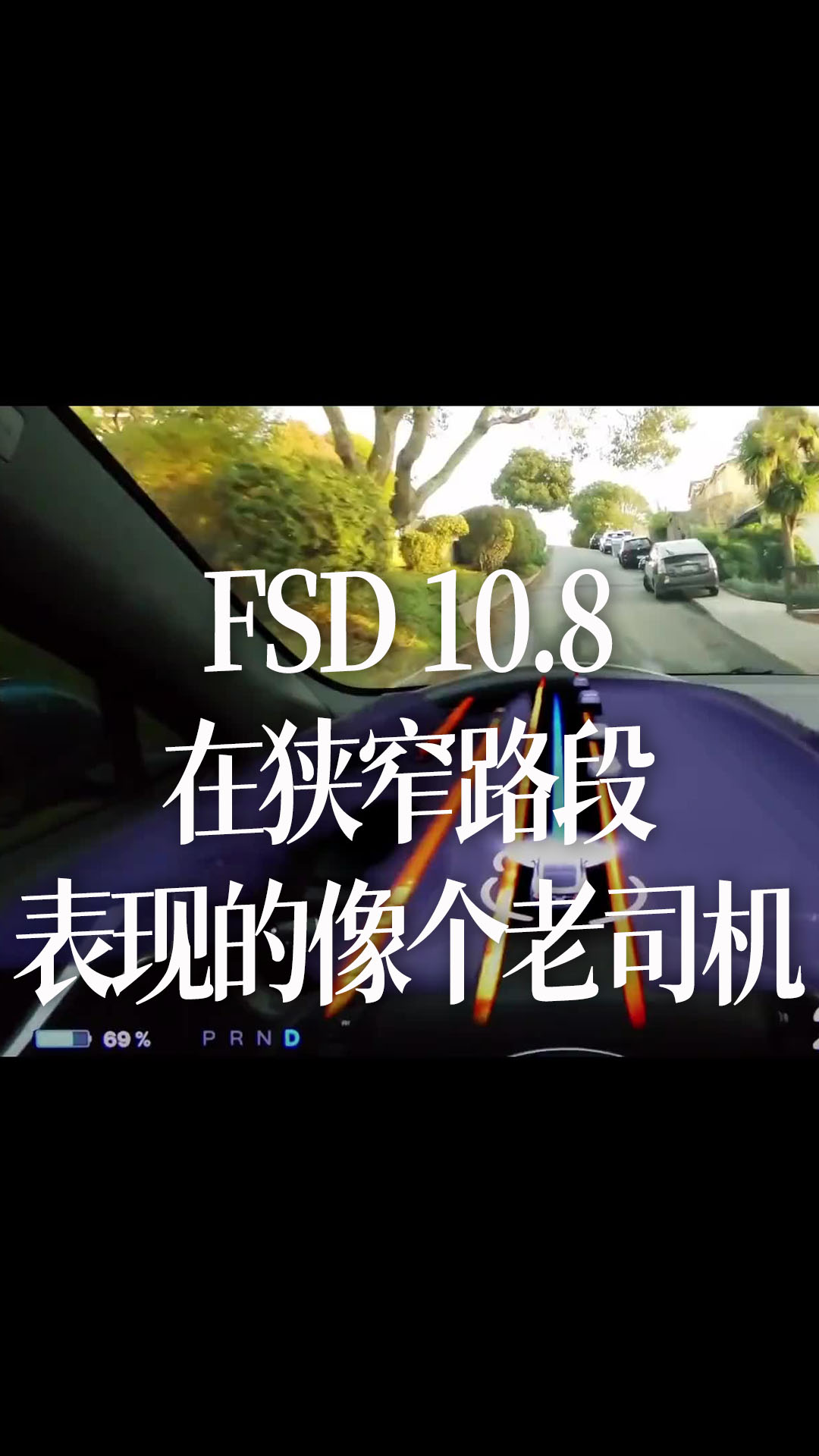 【中文】FSD 10.8在狭窄路段表现的像个老司机