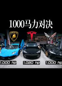【中字】1000馬力對決，特斯拉Plaid與Aventador和C8比加速