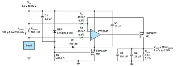 LTC2063可在范围内提供<b class='flag-5'>精密电流</b>测量