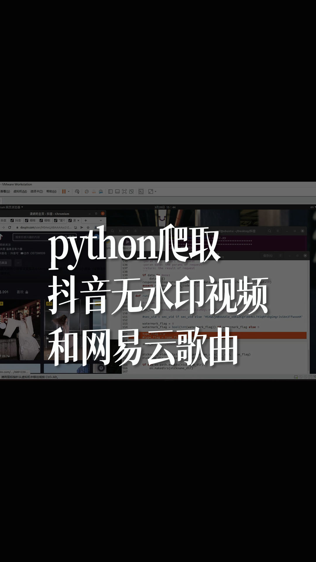 python爬取抖音无水印视频和网易云歌曲