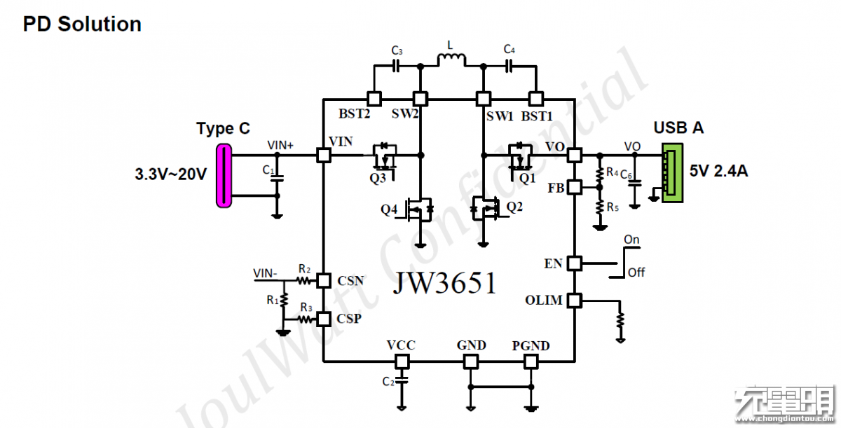杰华特推出内置MOS升降压芯片JW3651：可用于USB PD移动电源-充电头网