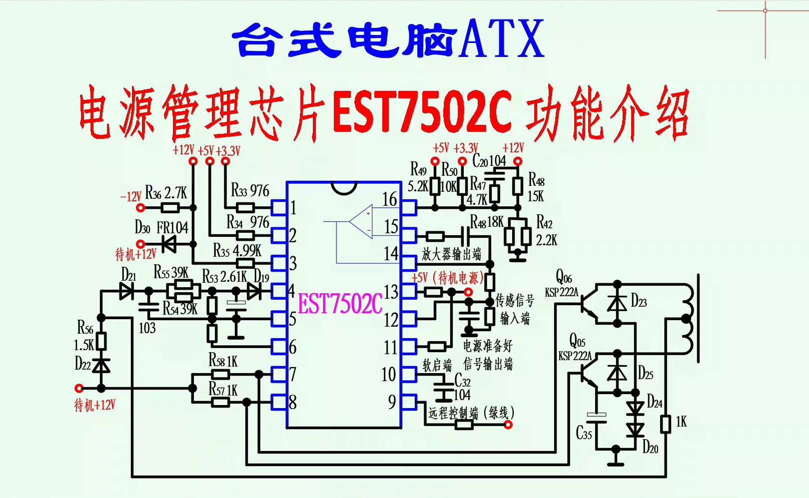 台式电脑ATX电源—电源管理芯片EST7502C 功能介绍