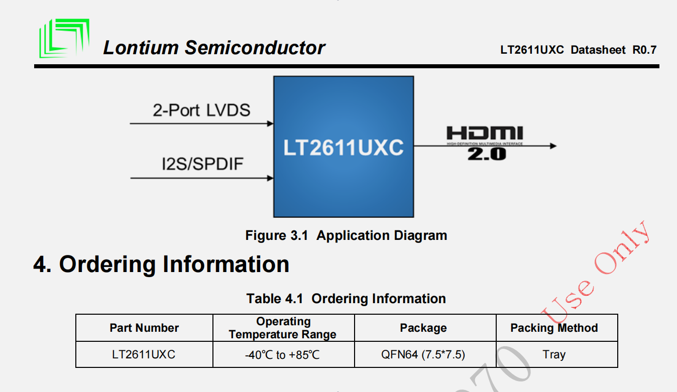 LT2611UXC-LVDS转HDMI2.0转换芯片概述