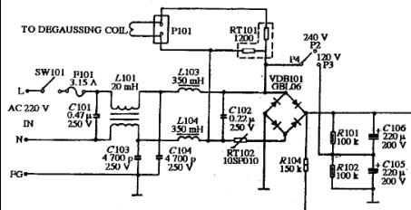 COMPAQ TE-1420Q型VGA多频<b>显示器</b>的电源<b>电路图</b>