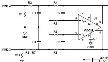 有源<b class='flag-5'>濾波器</b>的評估板的差分<b class='flag-5'>放大器</b>電路原理圖