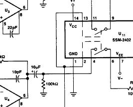 使用SSM2402 双音频<b>模拟</b>开关可以<b>简化用于</b>音频混合<b>控制</b>器