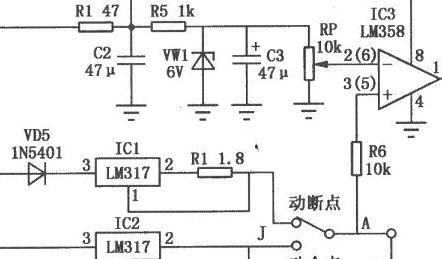 <b class='flag-5'>LM317+LM</b>358电池<b class='flag-5'>充电器</b>电路原理图