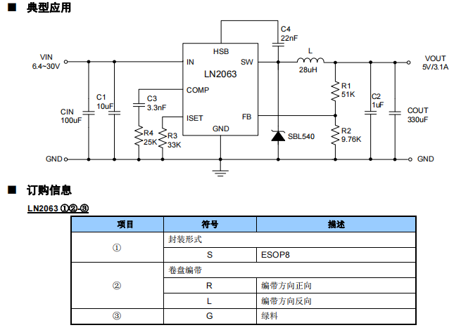 LN2063<b>具有恒</b><b>流</b>恒压控制的PWM降压转换<b>器</b>