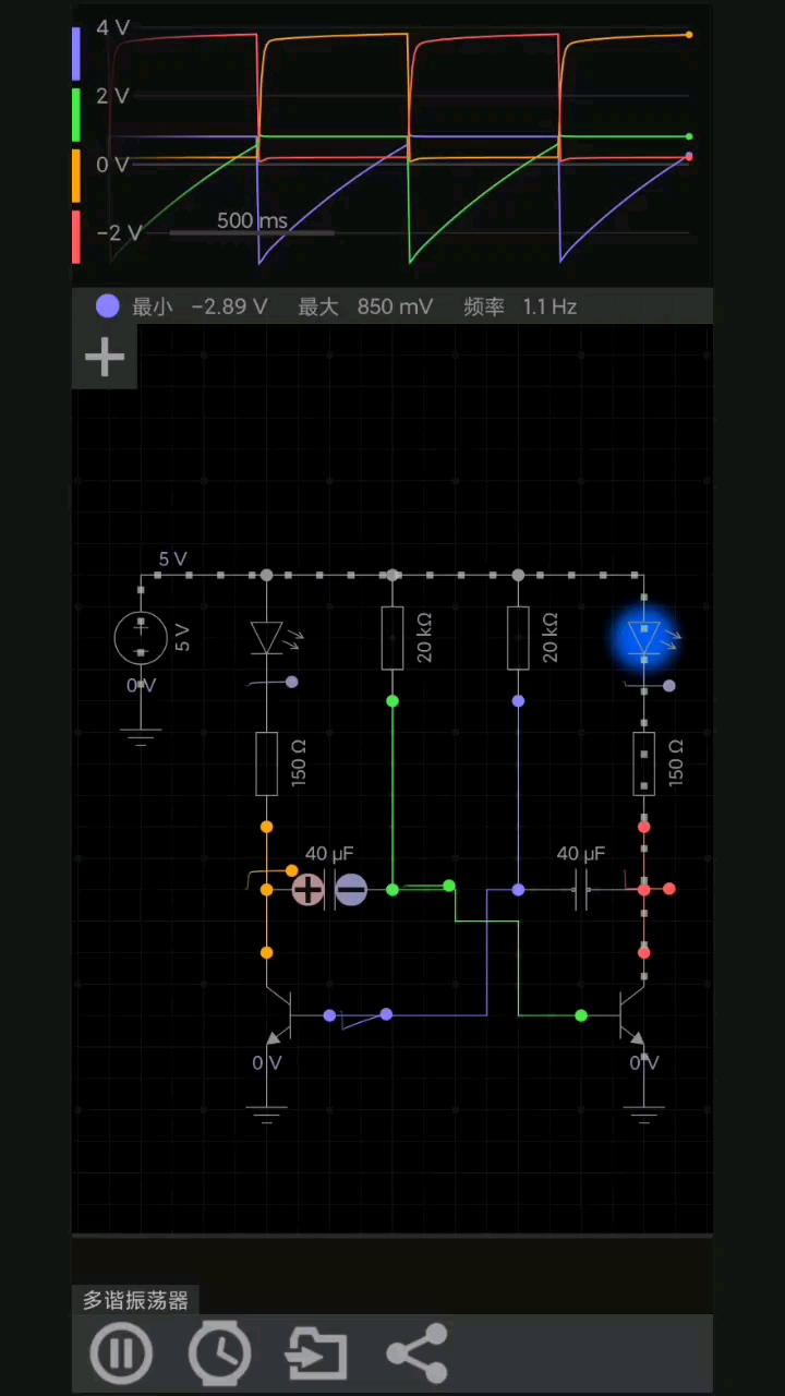 多諧振蕩器電路模擬#電路設計 #電子工程師 