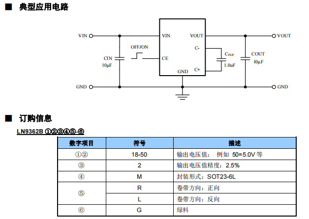 LN9362系列<b>低噪声</b><b>电荷泵</b> DC/DC 转换器