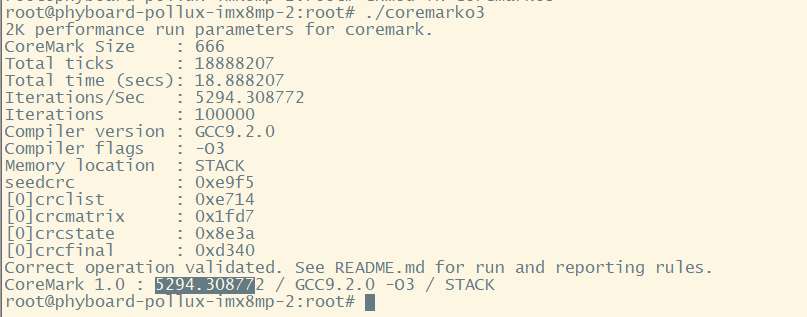 【PHYTEC开发板试用体验】phyBOARD-Pollux i.MX 8M Plus之coremark测试