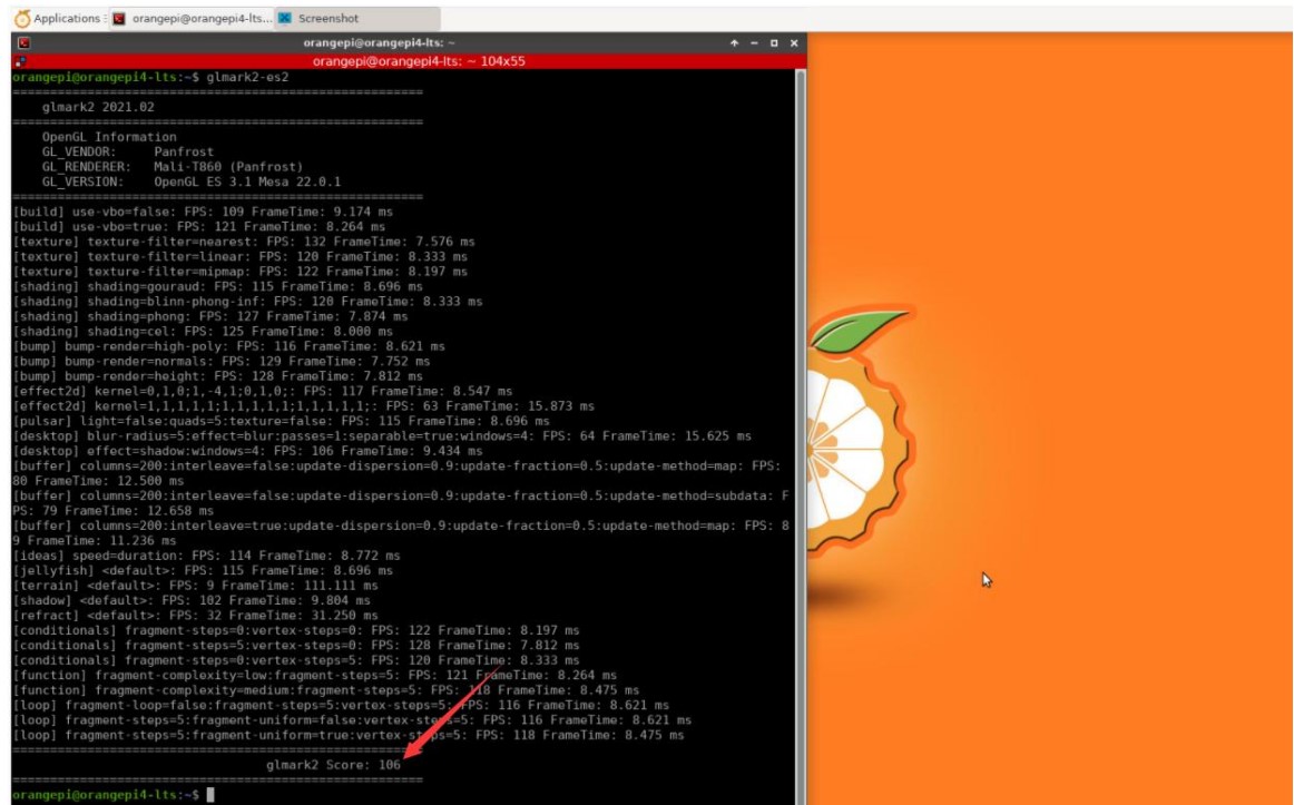 香橙派RK3399开发板OrangePi4 LTS在linux上的GPU测试说明