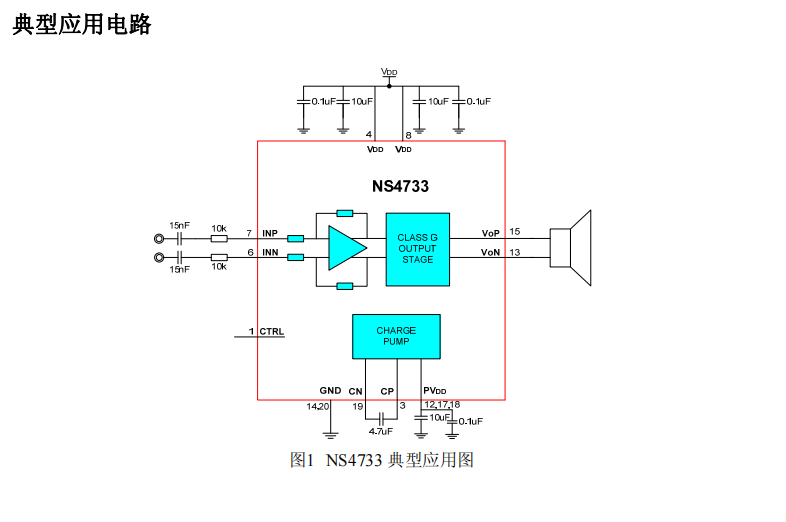 基于NS4733的2W单声道G类音频功放